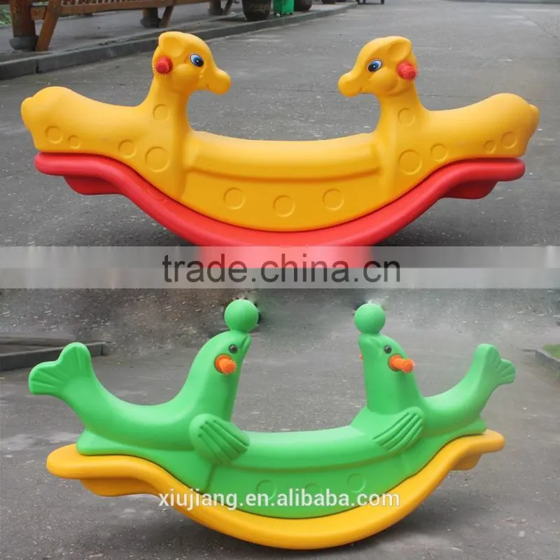 Dolphin double seats plastic rocking horse for kids