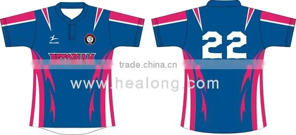 280gsm polyester Rugby jersey,short sleeve wholesale women rugby top
