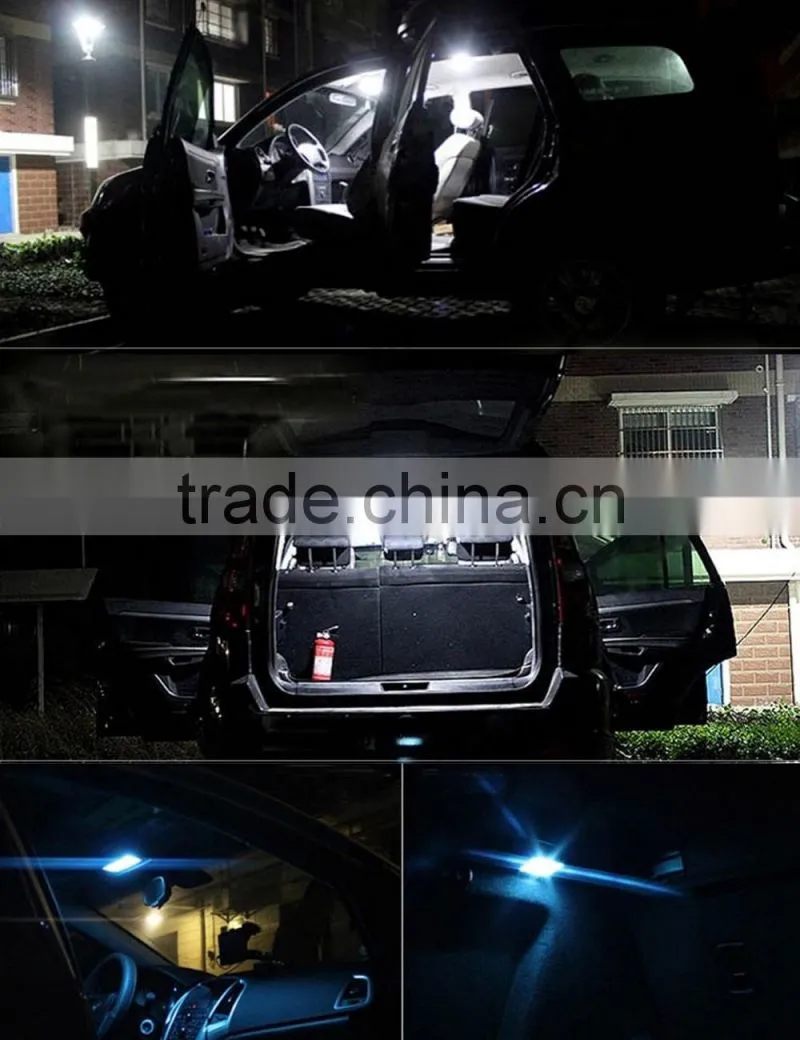 LED Dome Panel Lamp T10 + Festoon Adapters 1210 3528 36SMD Car Interior LED Panel Lights 12V DC
