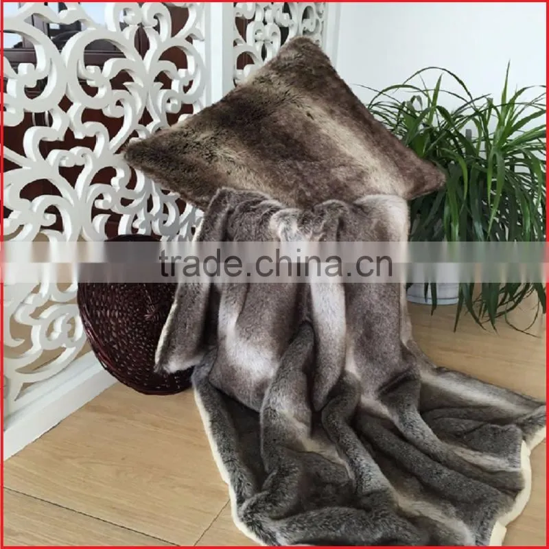 Wild Mannered Gray Fox Faux Fur Throw Blanket