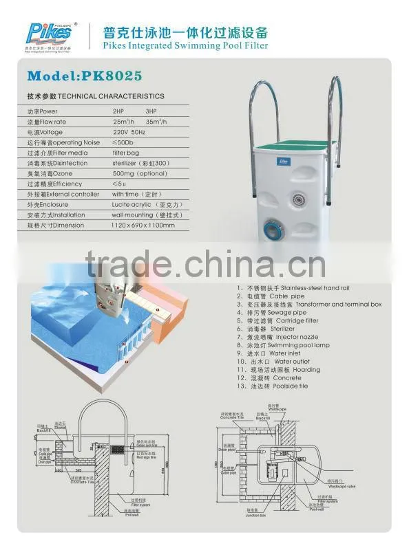 NEW ARRIVAL Acrylic Swimming Pool Swim Spa Filter PK8025