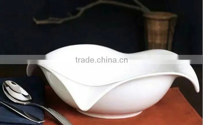 royal porcelain dinner plate ,white wavy dinner plate, flat white porcelain cake plate