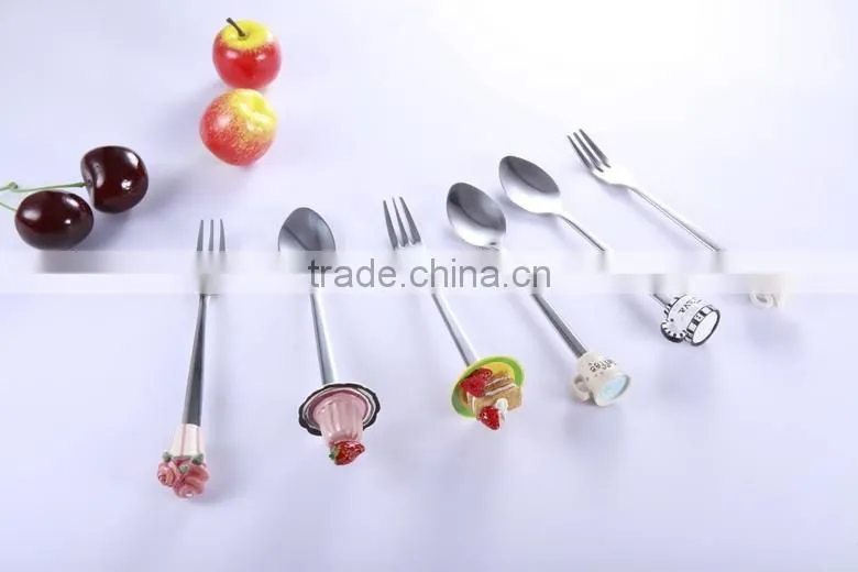 Fashion designed resin handle stainless steel ice cream spoon food grade