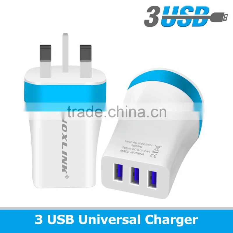 VOXLINK CE/FCC/ROHS certificates 5V 3.4A 3 USB ports wall charger with UK plug adapter