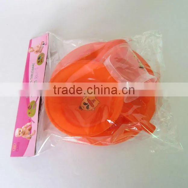 5pcs round plate plastic dinnerware picnic set
