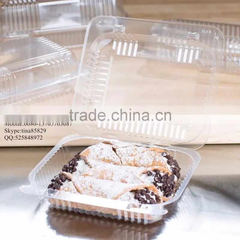 Durable OPS Clear Hinged Plastic Small Oblong Container/ Plastic Bakery Container/ Plastic Food Container for Take Out