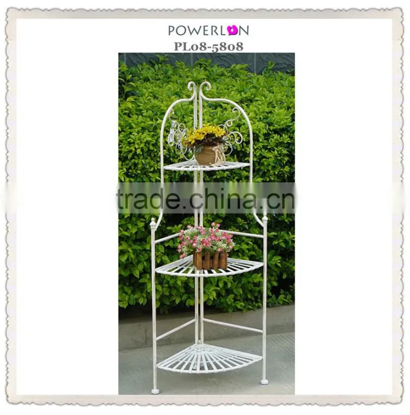 vintage white metal garden flower shelf