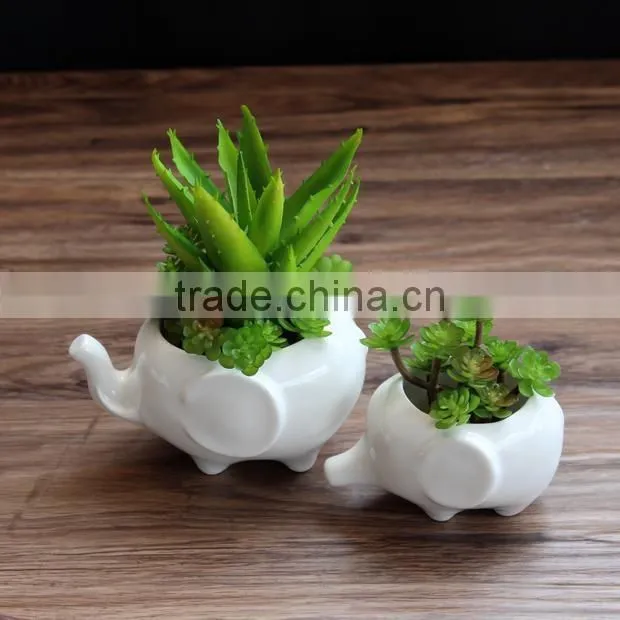 Indoor decor ceramic flower pots small white animal bonsai