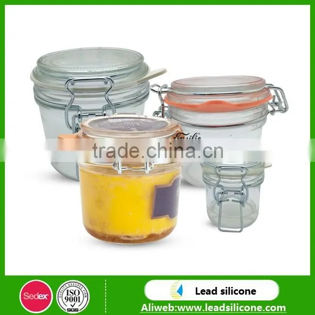 High quality glass storage jar sealed cans with silicone seal rign