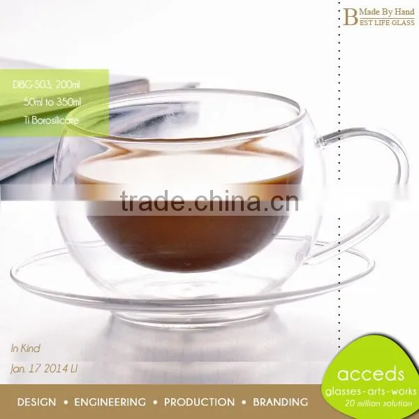 Custom Drinking Glass Tea Mug Cups With Handle