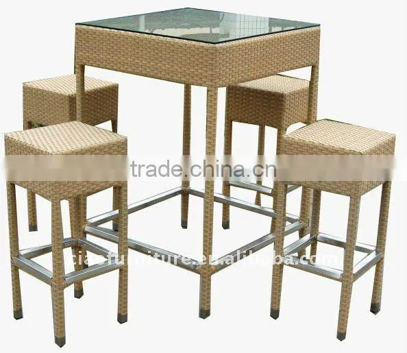 4 chairs bar table outdoor modern rattan bar furniture