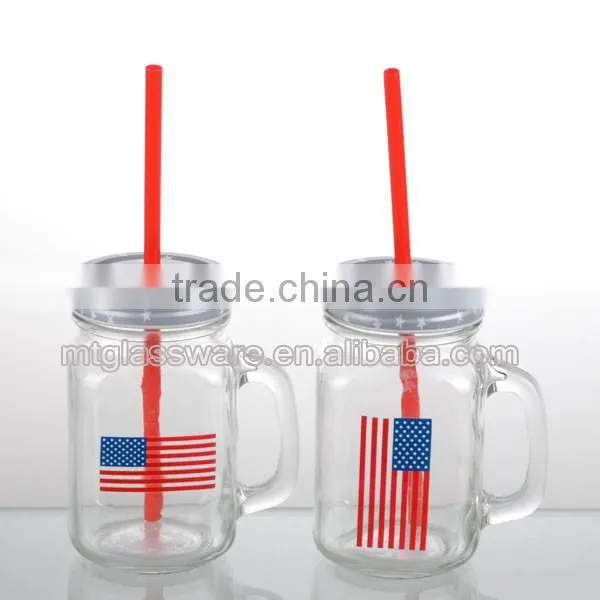 18oz lovers mason jars healthy snacks with lid straw with handle with wooden stand