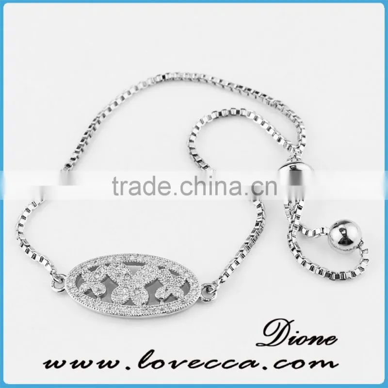 24K gold platinum plated curb crystal micro pave CZ gold chain bracelet for girls
