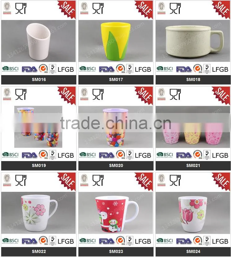 Owl print kids melamine water cup with two handle/melamine children drinking mug