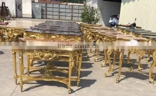 Gold leaf with natural marble top antique reproduction console table for sales
