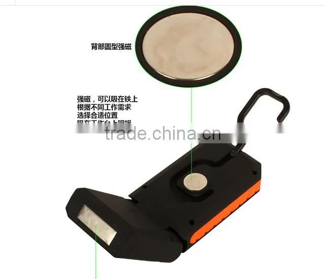 new 3led foldable cob plastic work light with magnet led working light with hook