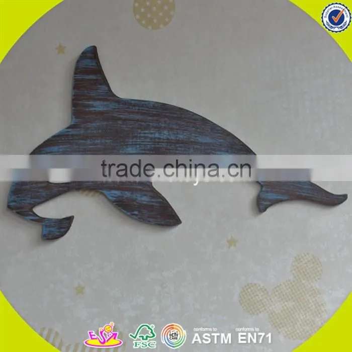 2017 New design home decorations wooden wall hanging top fashion whale shape wooden wall hanging W09D016