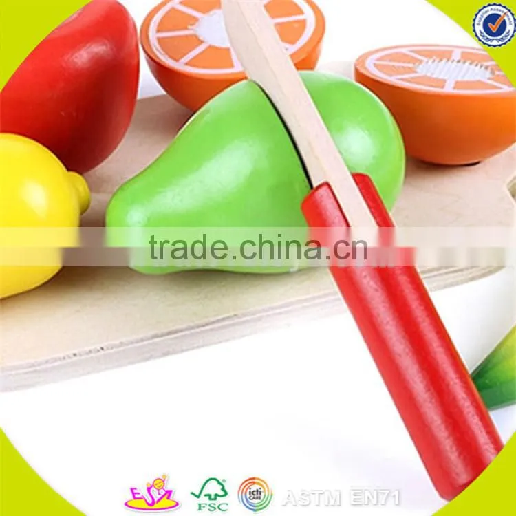 wholesale hot wooden cutting food toy colorful wooden pretend cutting food toy baby cutting fruits and vegetables W10B125