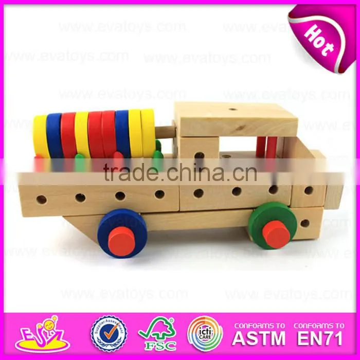 DIY 28PCS wooden screw airplane toys for kids,Wooden Toy Screw Nut Combination for children W03C018