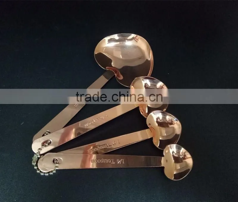 Stainless steel heart shape measuring spoon 1 tablespoon to 1/4 teaspoon -rose gold