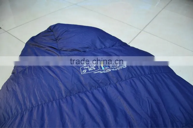 Contrast colour duck down mummy sleeping bag for camping