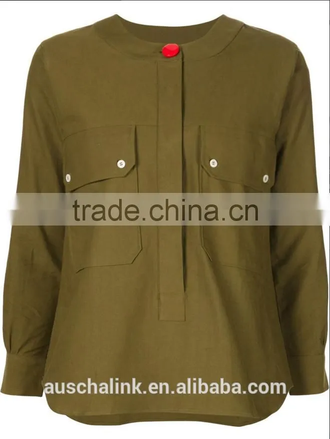 new arrival khaki patch pocket fancy casual shirt OEM service