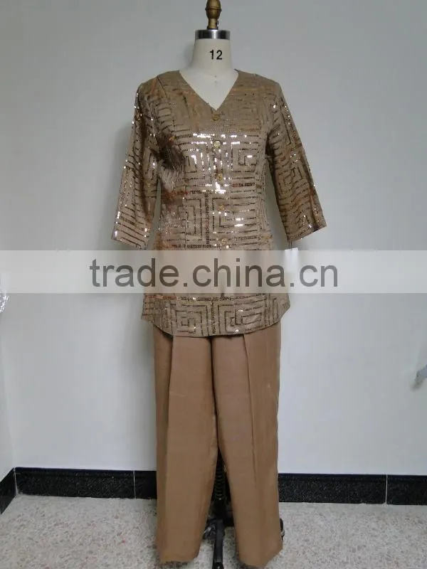 ladies formal embroidery with sequins pant suit