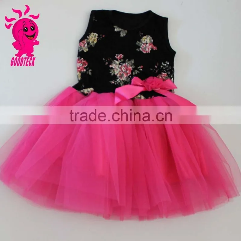 Bowknot Girls Cute Sleeveless Printed Floral Pattern Baby Girl Summer TuTu Dress Baby Girl EveningDresses