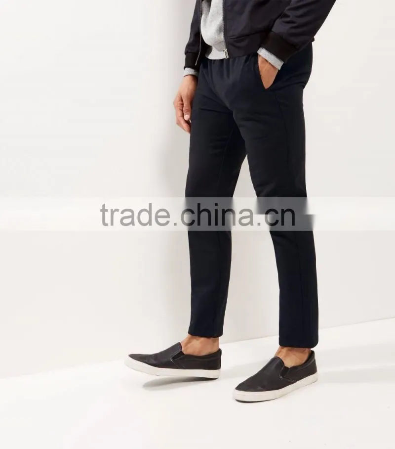 Custom 100% Black Straight Leg Smart Joggers Looser Fit Sweater Pants With Double pocket Sides For Men Wholesale