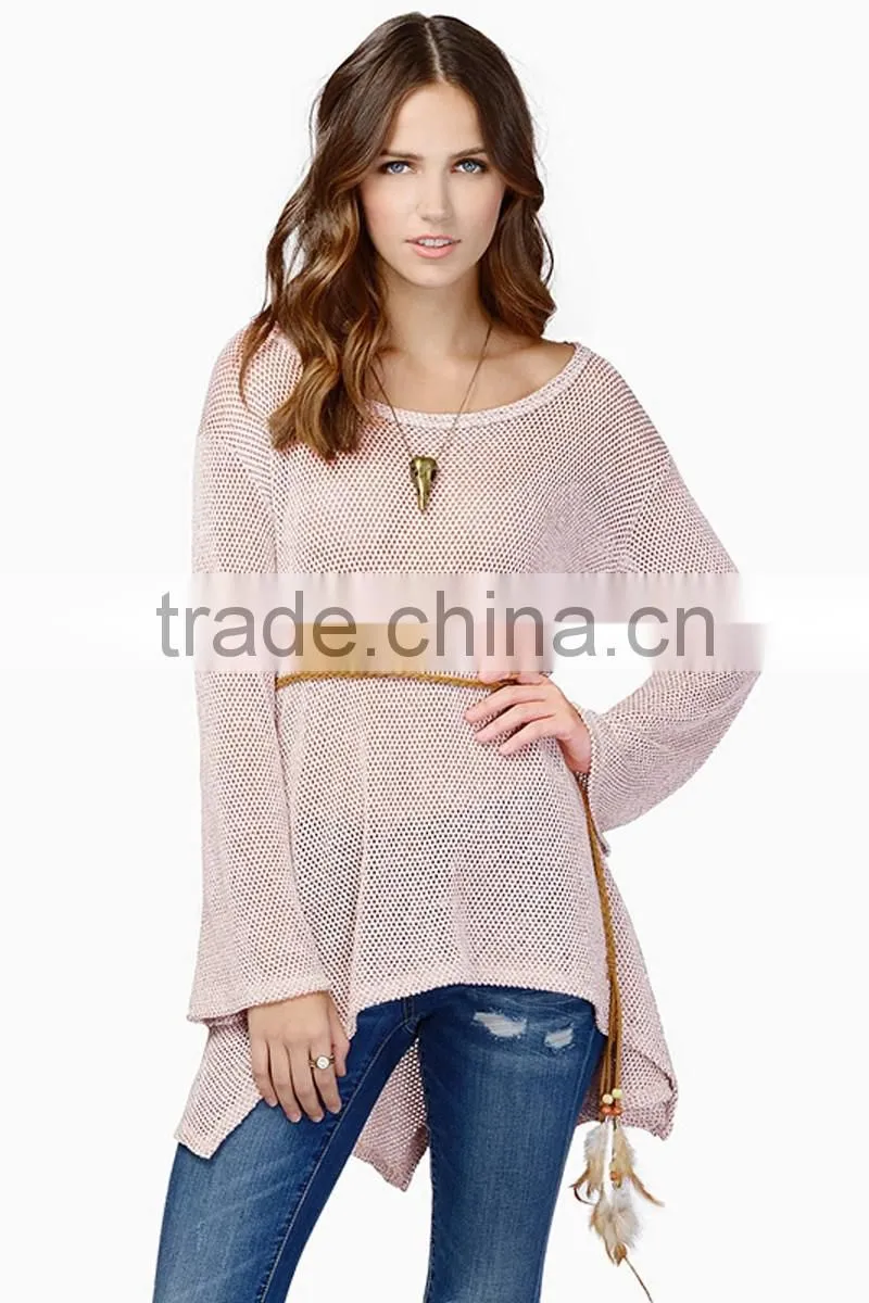 Women's spring and autumn hollow mesh long sleeve t-shirt