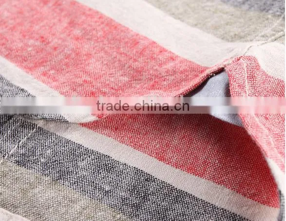 New fashion style woven linen & cotton short sleeve men shirt 2016