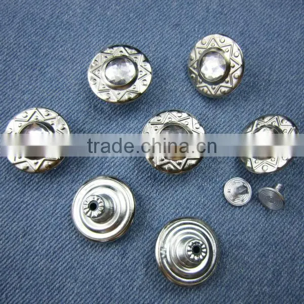 Big Rhinestone Round Jean Buttons