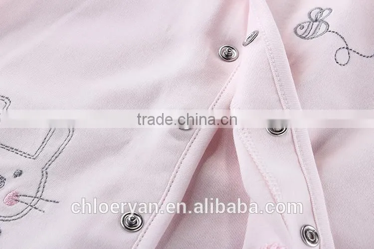 100% cotton long sleeve clothes baby girl sleep pink infant wear