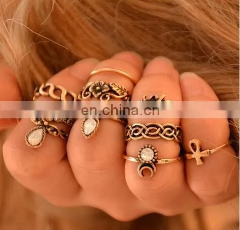 Punk Gold Silver Stack Above Knuckle Ring Band Midi Finger Rings 10PCS/Set