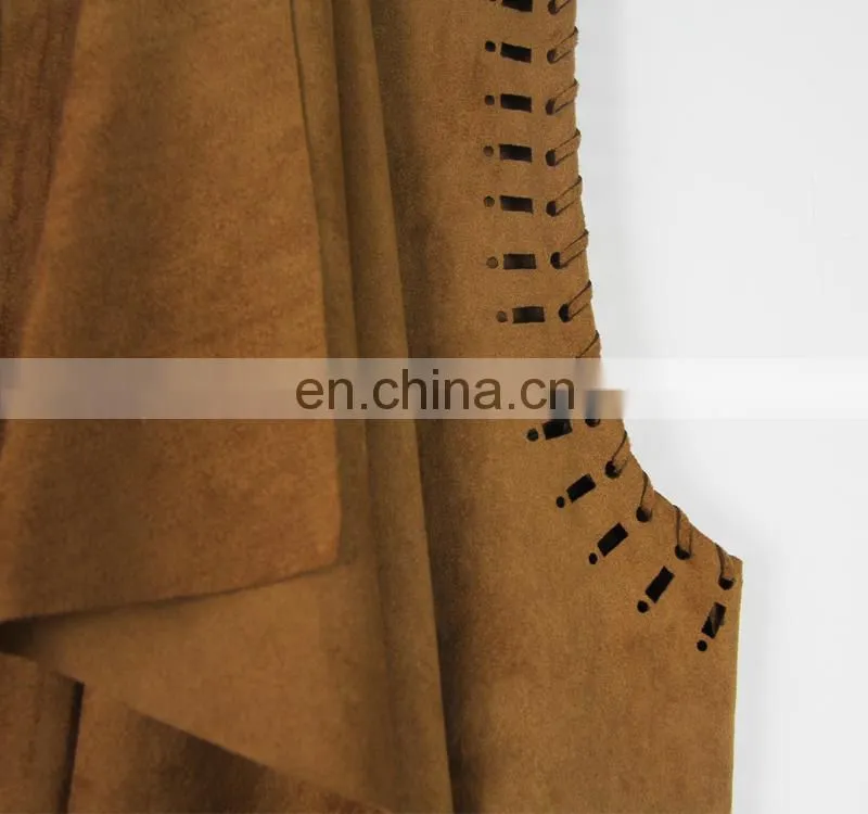 2016 women's cut and sew suede top for women
