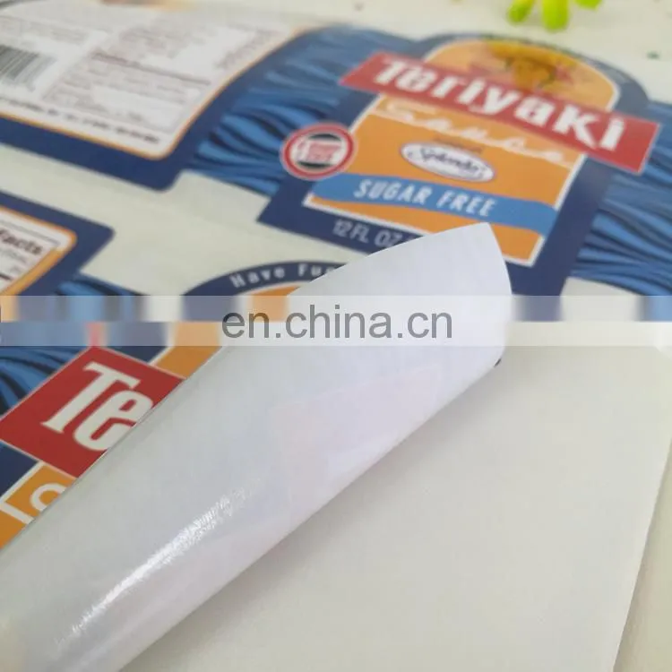 Hot sale PVC food sticker custom shape waterproof sticker with logo printed for sauce bottle