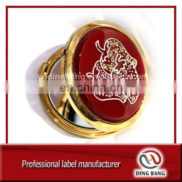 Promotion Cheap China Blue And White Porcelain Style Custom Made Metal Promotion Gift 70mm Epoxy Pocket Mirror