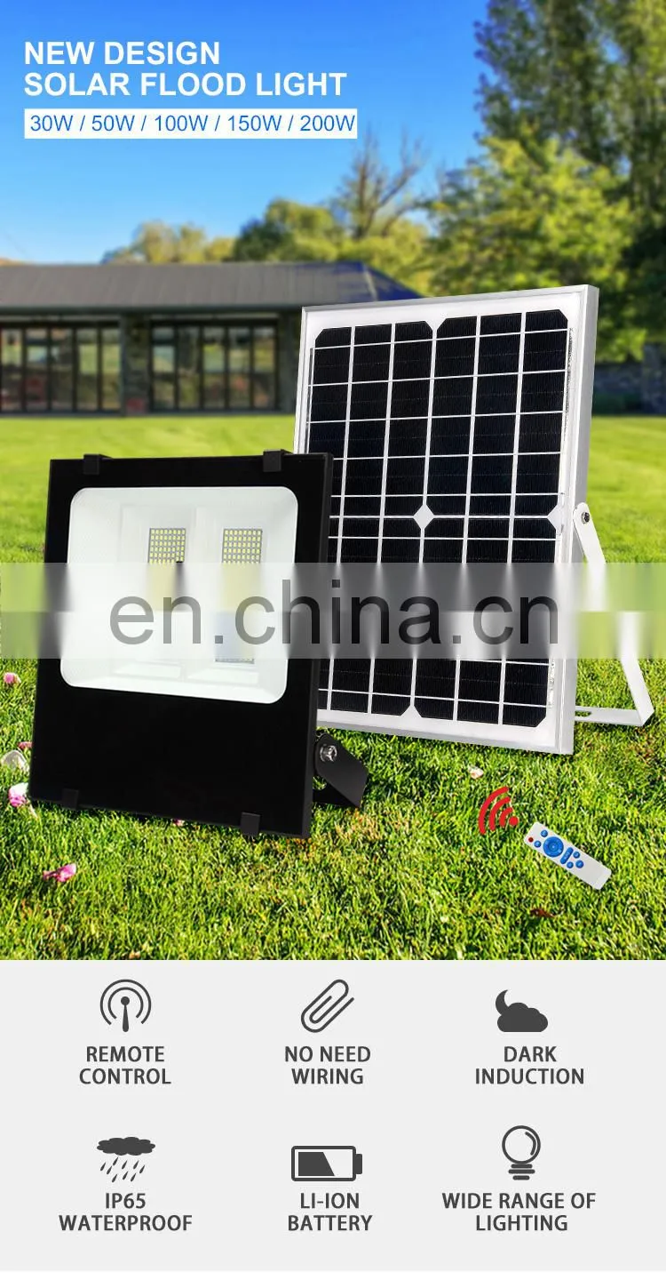 Faner 2020 new sensor 100w led solar flood light ISO9001led flood light rechargeable led 100w CE certificate CB