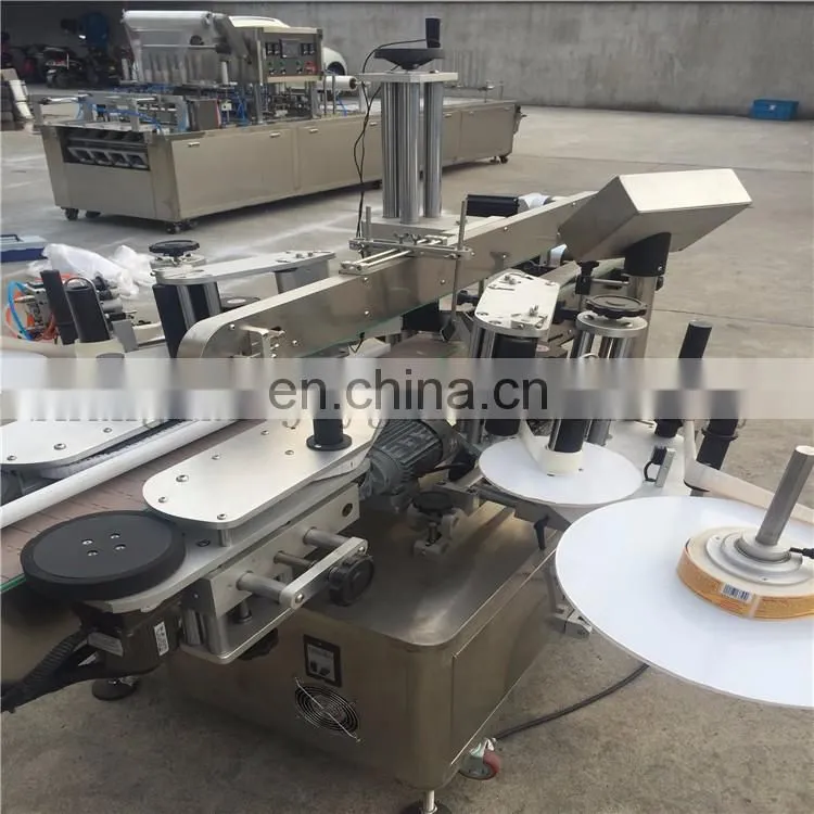 Shanghai joygoal Automatic sticker labeling machine for wine bottle front back and neck square bottle labeling machine