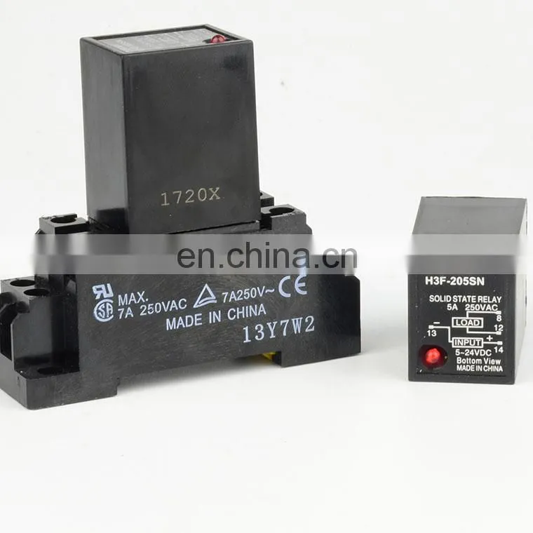 Din Rail Solid State Relay H3F-205SN DC control AC DC-AC Input 5-24VDC Output 100-220VAC SSR Relay with Socket
