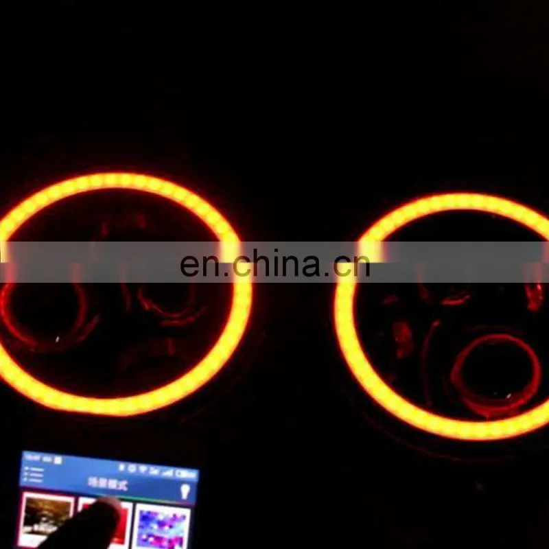 for jeep RGB led headlight mobile phone control led head lamp with led ring