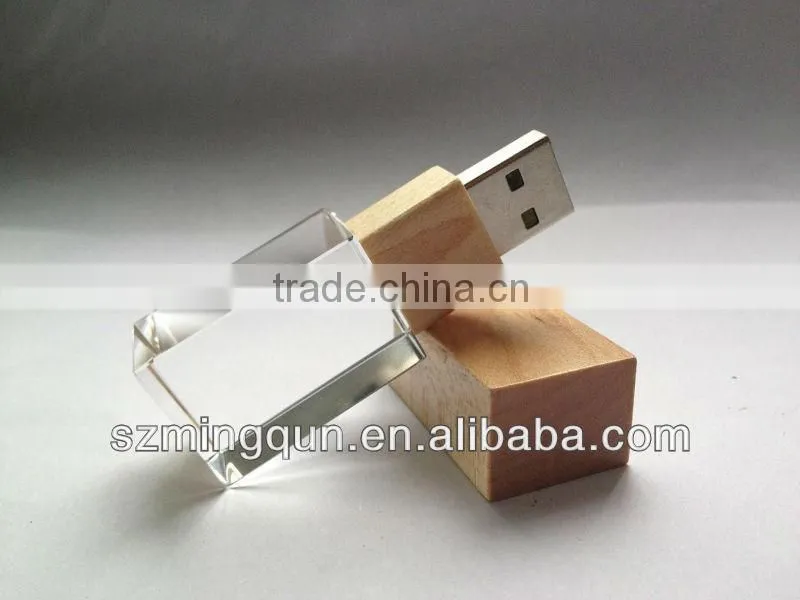 Special Wooden Crystal USB Pendrive with Differnet Shapes Crystal 3D