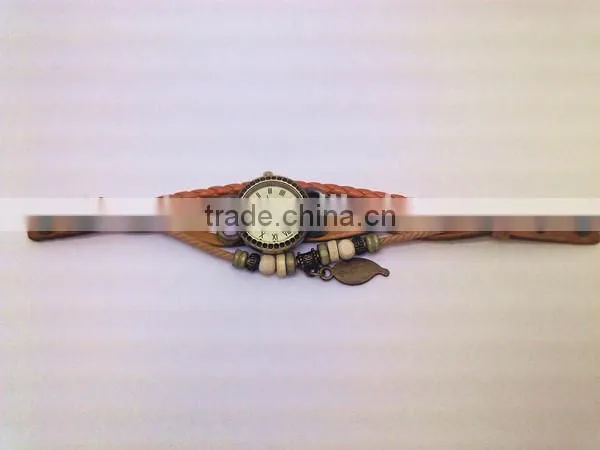 alibaba express Quartz watch F-05 for girls with Wing pendant,leather strap, bronzed watch case