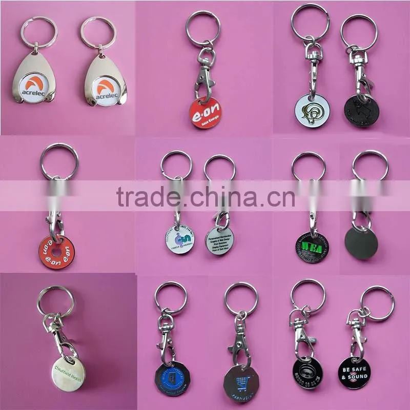 logo engraved canadian shopping cart token keychain with coin holder