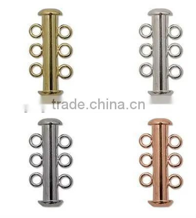 JF1263 Gold plated 2 3 4 5 strands tube slide lock clasps,necklace clasps metal slide clasps