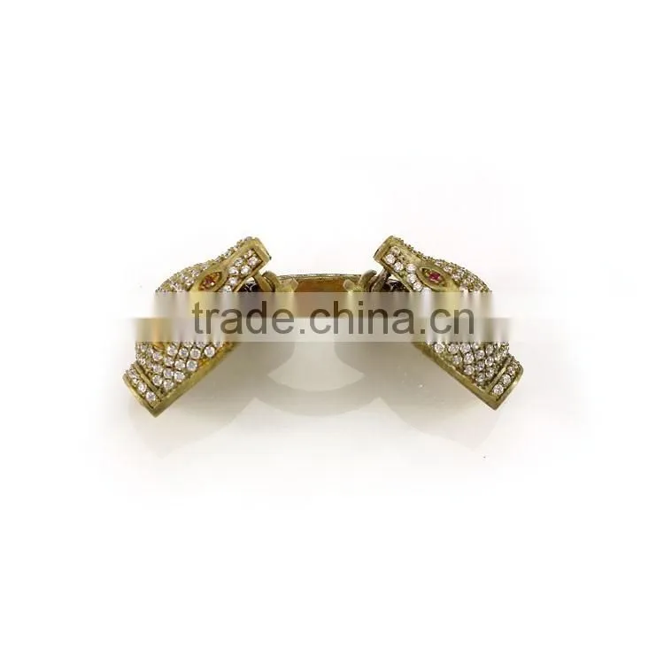 CZ6656 CZ micro pave Jewelry Making Supply, Gold leopard head Hook Clasps
