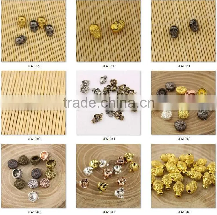 JFA1047 Silver gold rose gold plated metal laughing buddha head beads