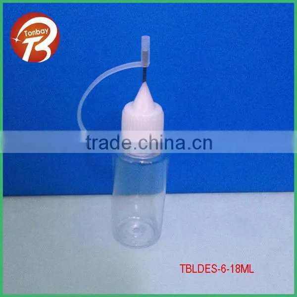 5ml 8ml 10ml 15ml 18ml 20ml 30ml plastic e liquid/juice/cigarette container with stainless steel tip and silicon cover TBLDES-6