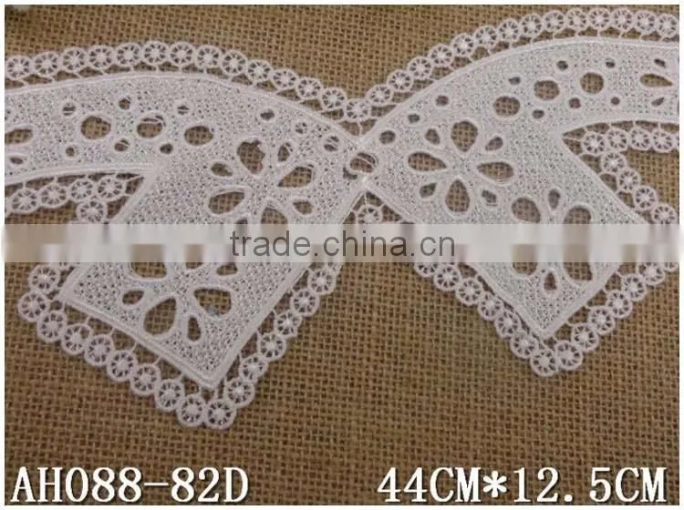Factory Cheap 44cm*12.5 Water Suloble Nylon Black White Embroidery Neck trim lace collar for garment accessory
