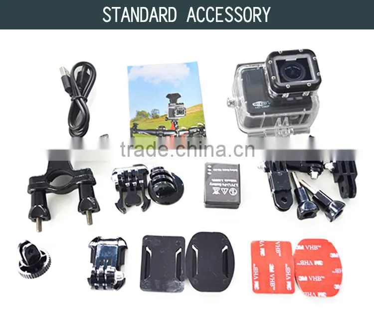 Ambarella A7 16MP hd 1080p waterproof sport camera, wifi action camera with sj5000 remote